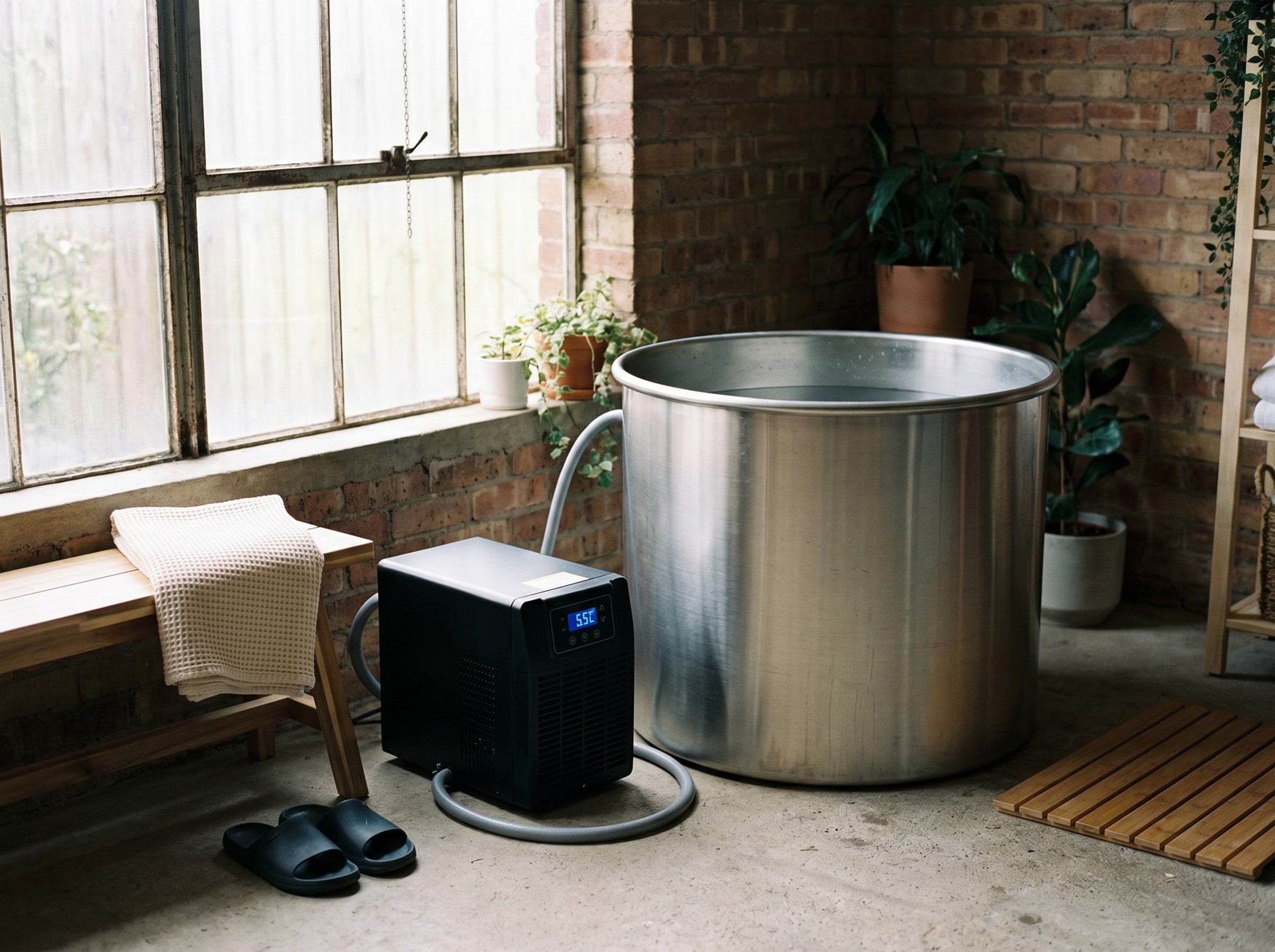 Home cold plunge chiller setup