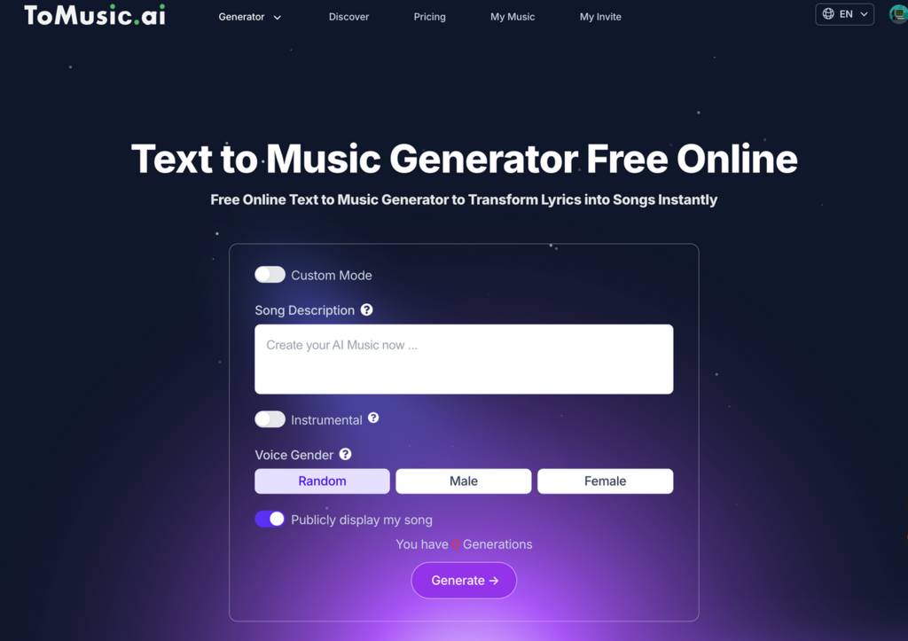 Tomusic AI