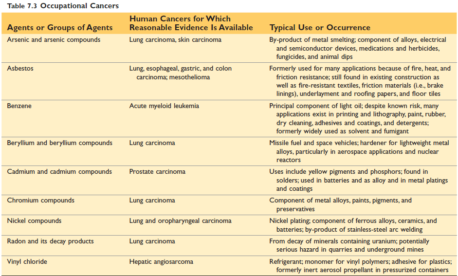 Occupational cancers