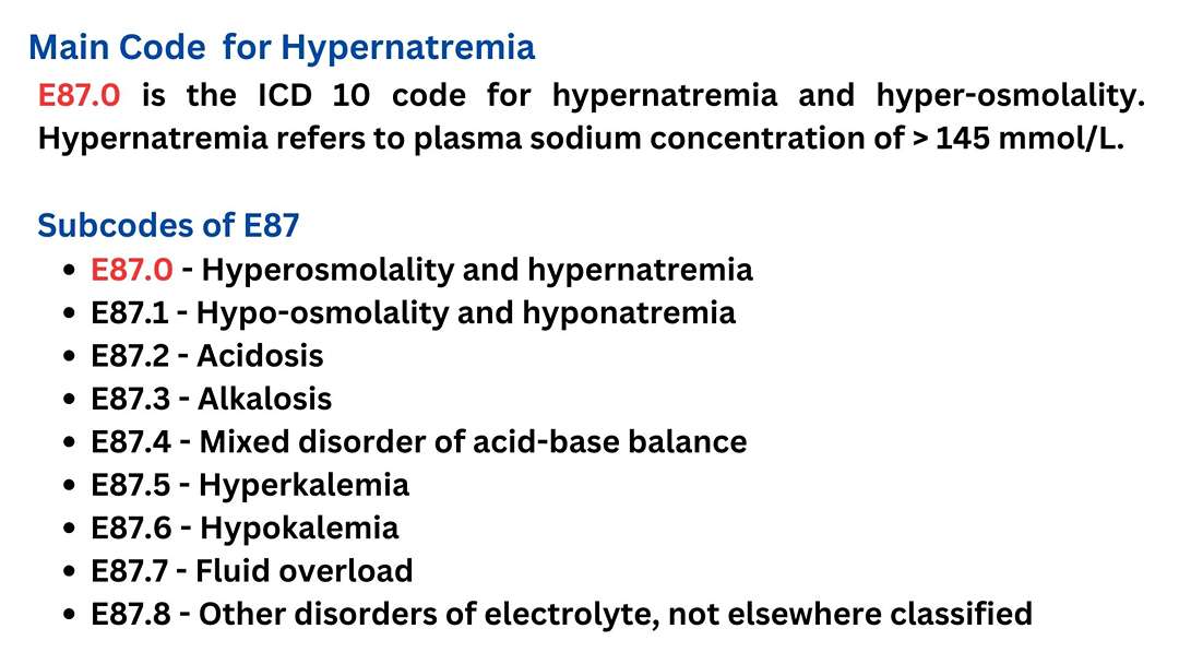 ICD 10 code for Hypernatremia