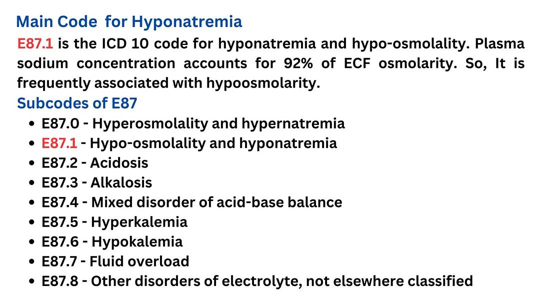 ICD 10 code for Hyponatremia