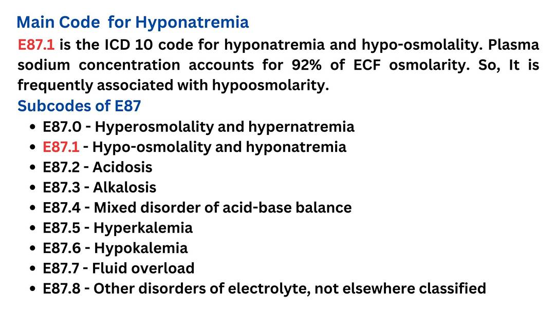 ICD 10 code for Hyponatremia - Emedicodiary